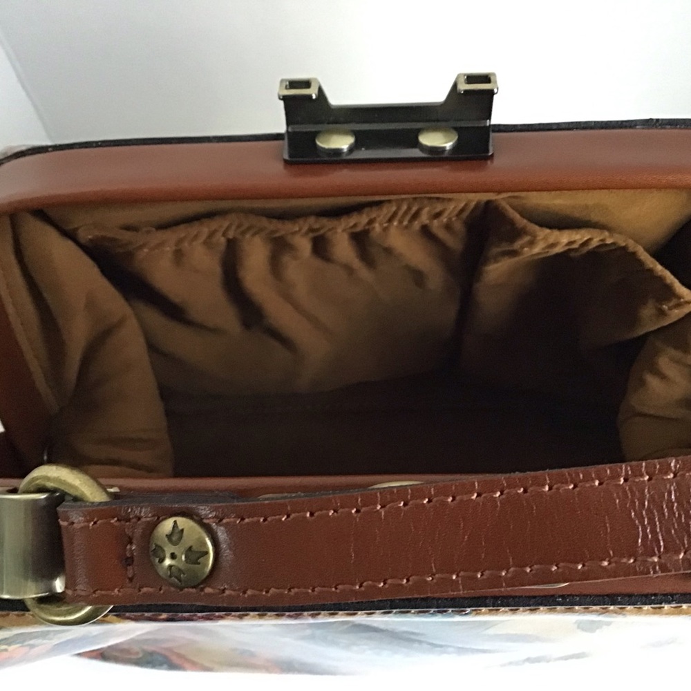 Patricia Nash Gracchi French Tapestry Bag Handbag Crossbody Brown Leather - Picture 10 of 16